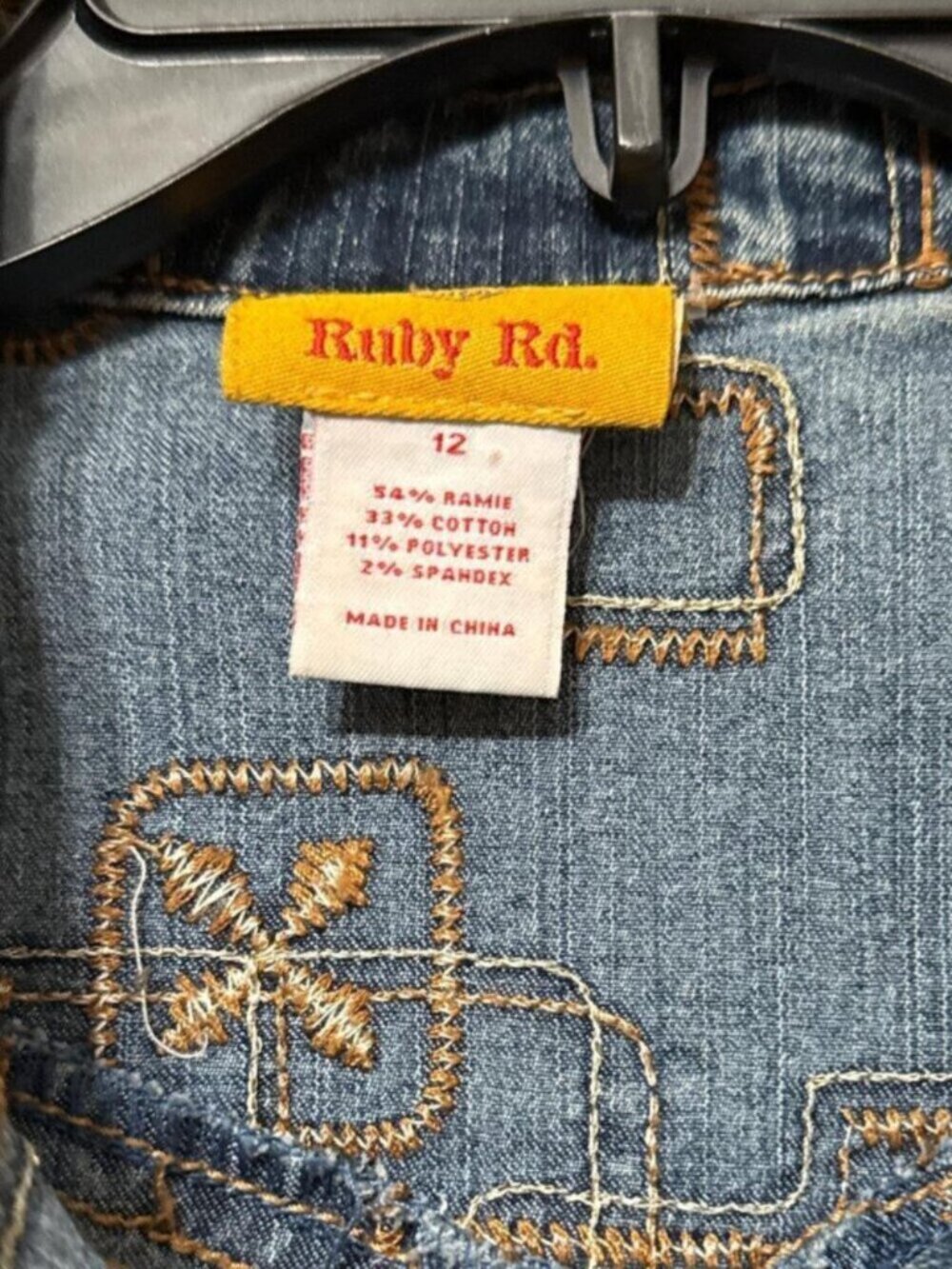 Blue denim jacket with brown embroidery and matching culottes #denim #embroidery - Picture 2 of 6